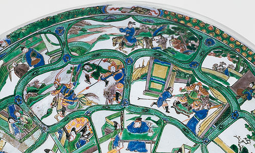 Picture: Large bowl with scenic decoration, detail
